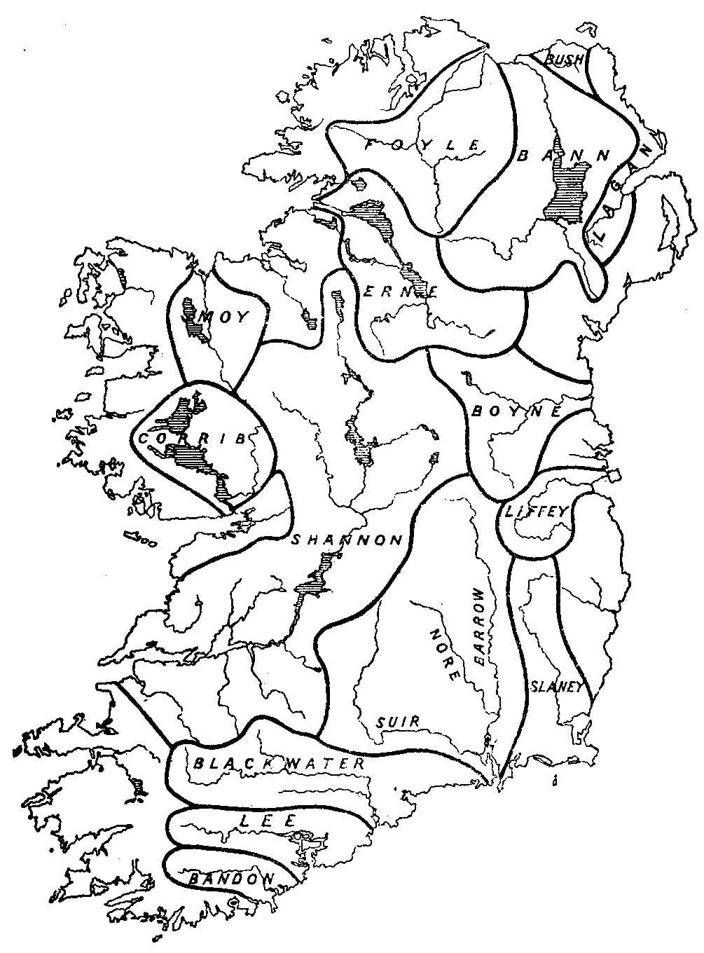 ਖਾਲੀ ਨਕਸ਼ਾ ireland ਦੇ ਨਾਲ ਦਰਿਆ ਅਤੇ ਪਹਾੜ
