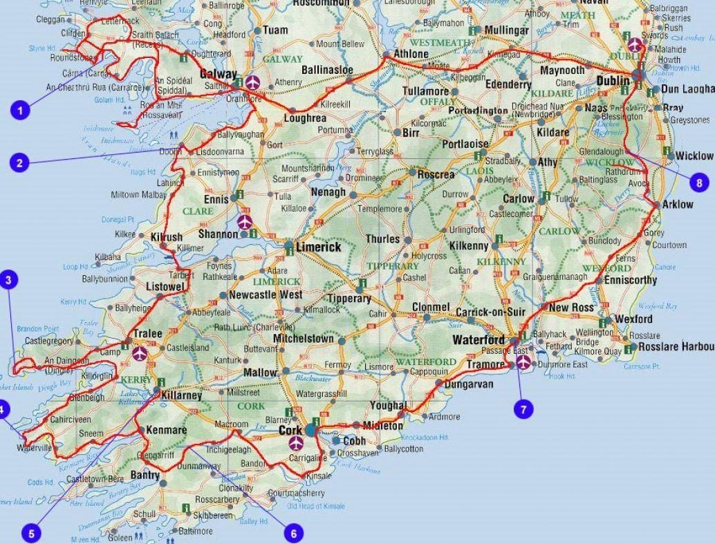 ਨਕਸ਼ਾ, ਯਾਤਰਾ ireland