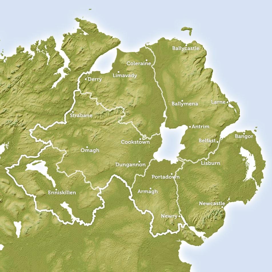 ਨਕਸ਼ਾ ਦੇ ਦਰਿਆ ਵਿਚ northern ireland