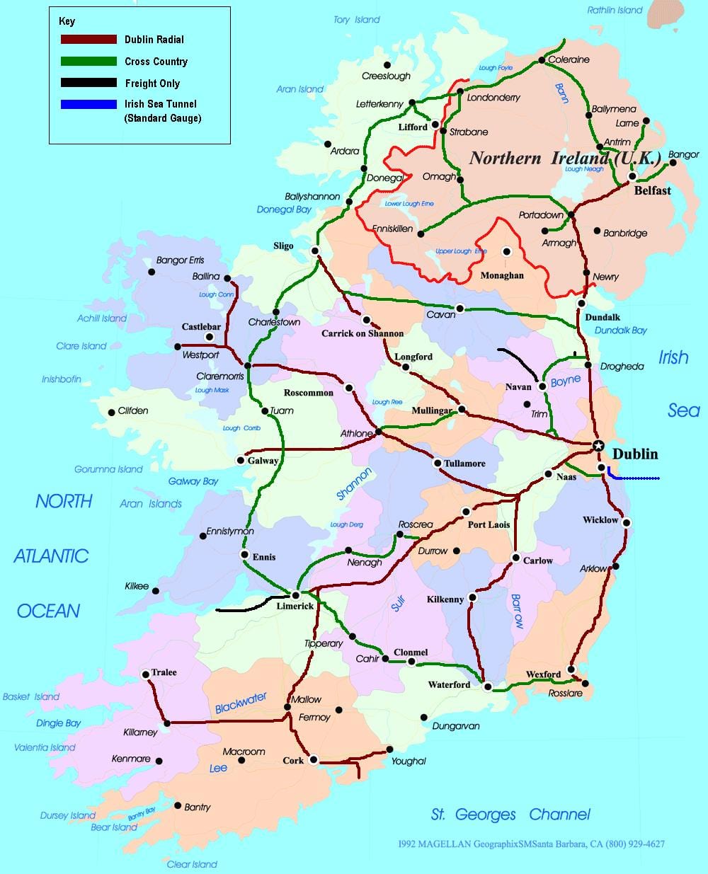 ਨਕਸ਼ਾ ਦੇ ਰੇਲ ਗੱਡੀ ਦੇ ਰਸਤੇ ਵਿਚ ireland