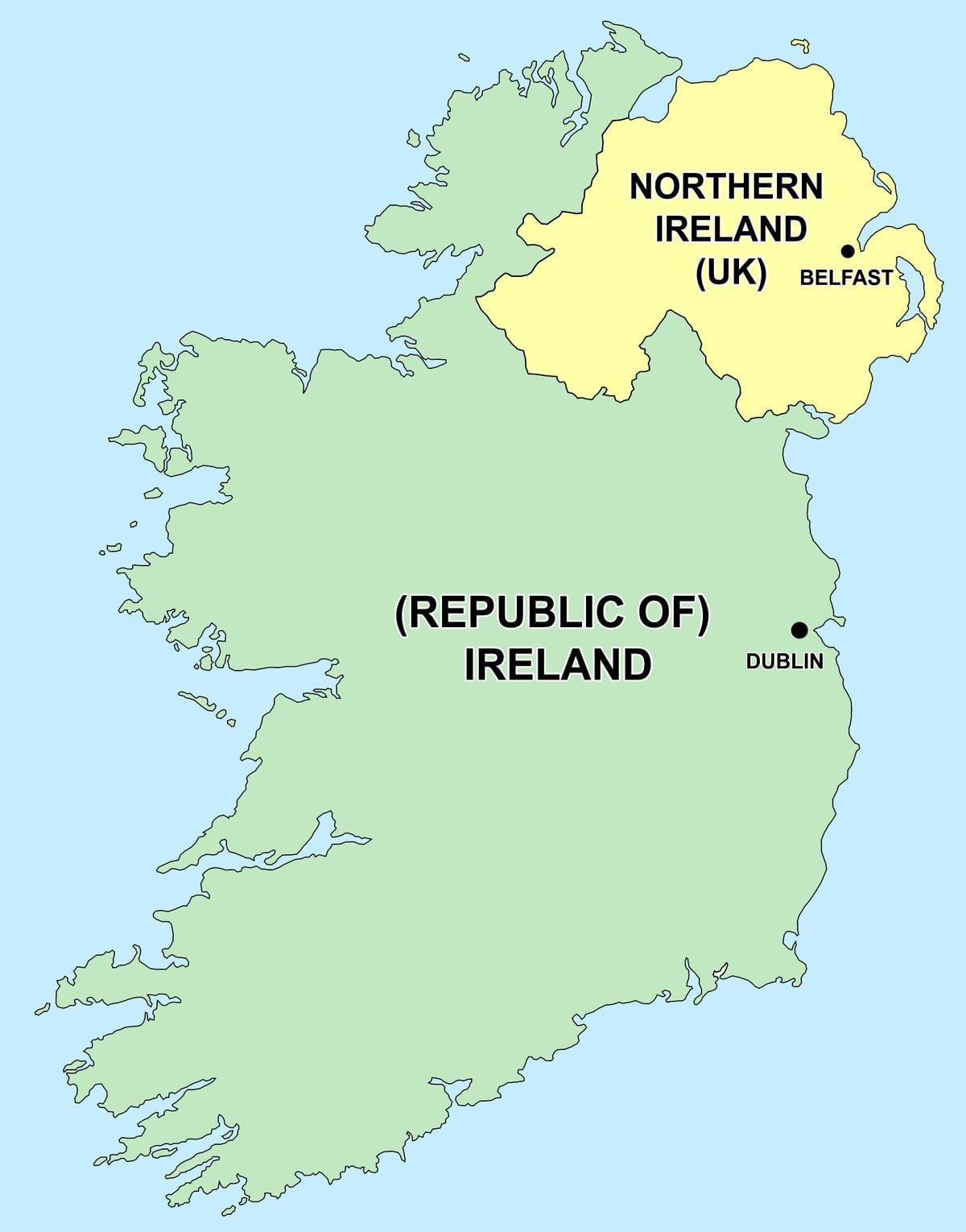 ਨਕਸ਼ਾ ਦੇ northern ireland ਅਤੇ republic of ireland