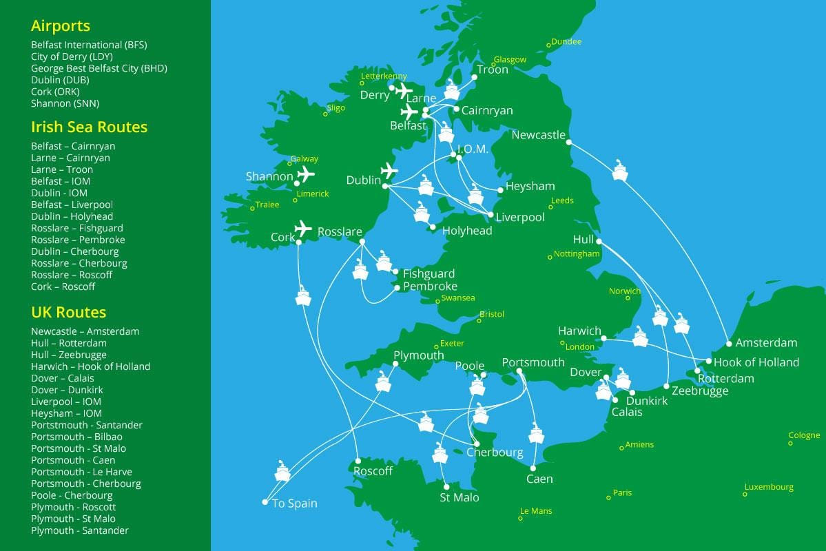 ਨਕਸ਼ਾ ਦੀ ਬੇੜੀ ਰਸਤੇ ireland ਕਰਨ ਲਈ