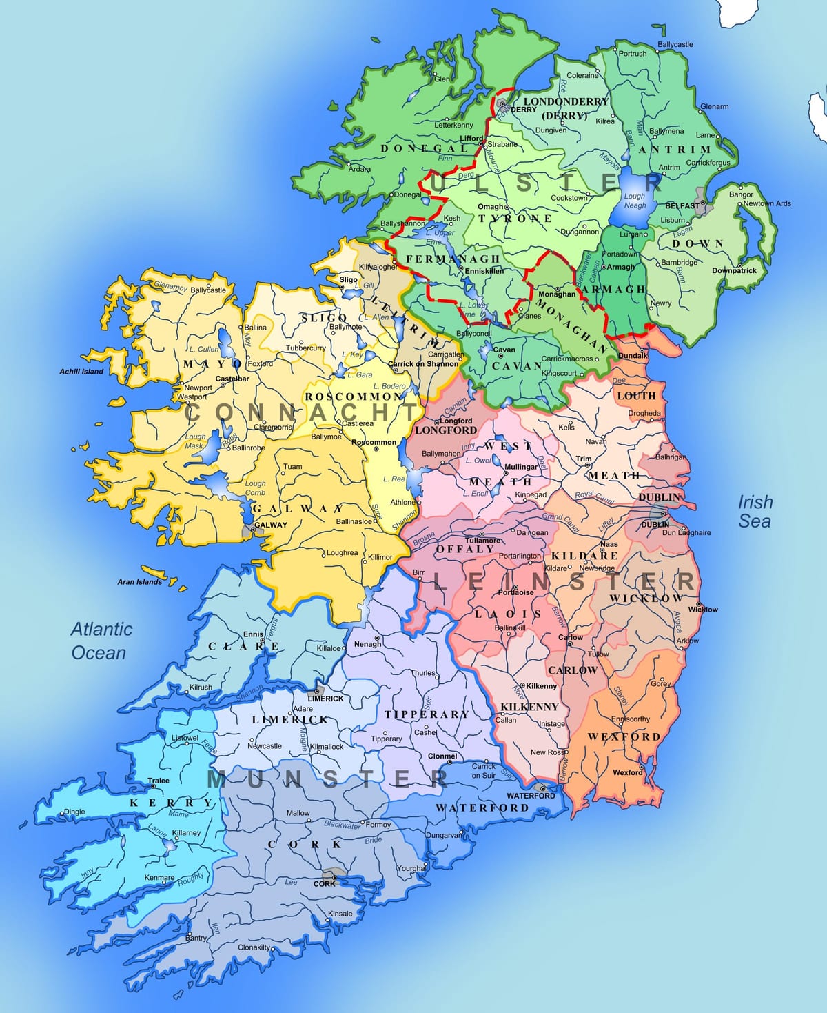 ireland ਨਕਸ਼ਾ ਦੇ ਯਾਤਰੀ ਆਕਰਸ਼ਣ