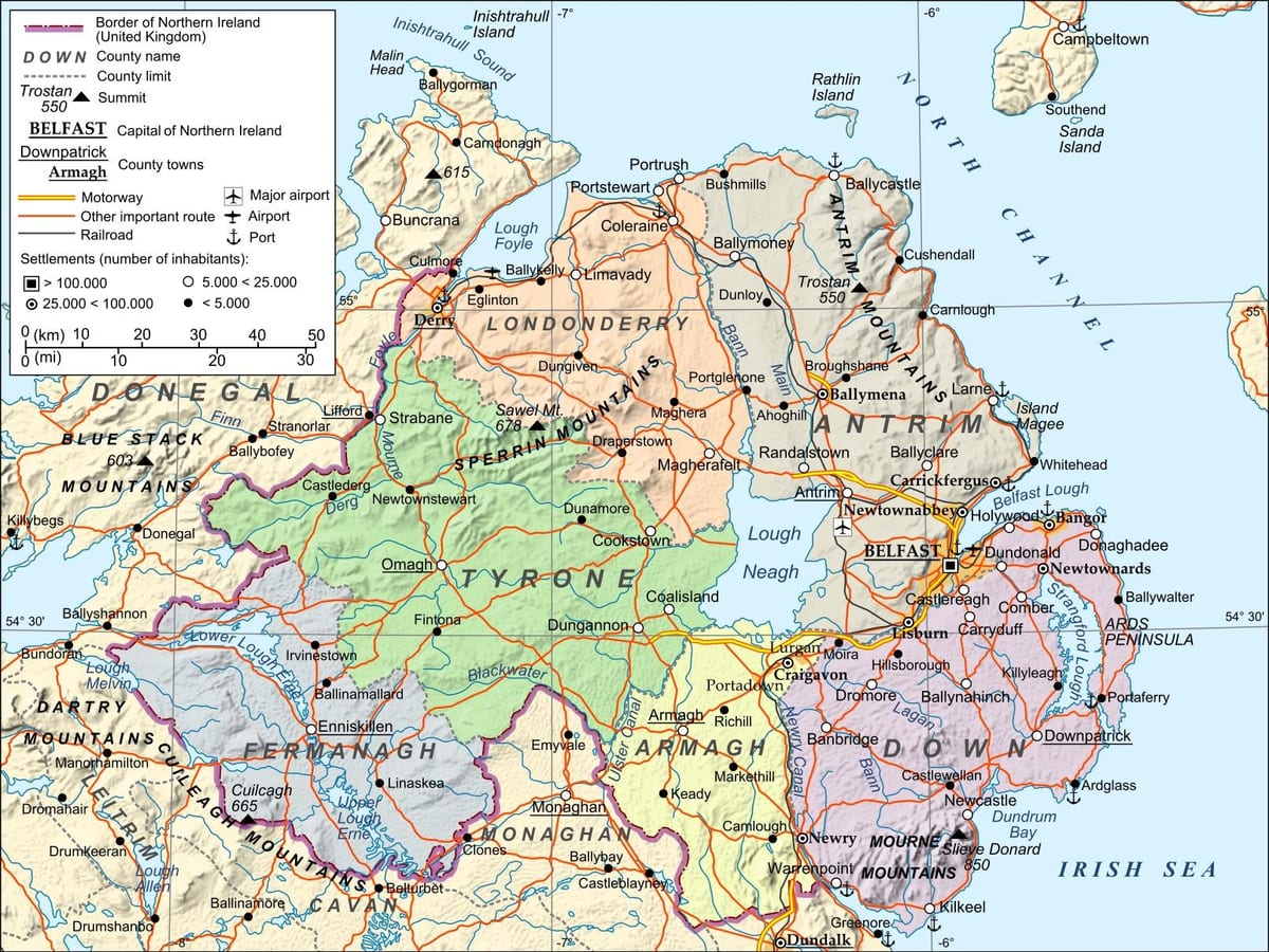 ਨਕਸ਼ਾ ਦੇ ਹਵਾਈ ਅੱਡੇ ਵਿਚ northern ireland