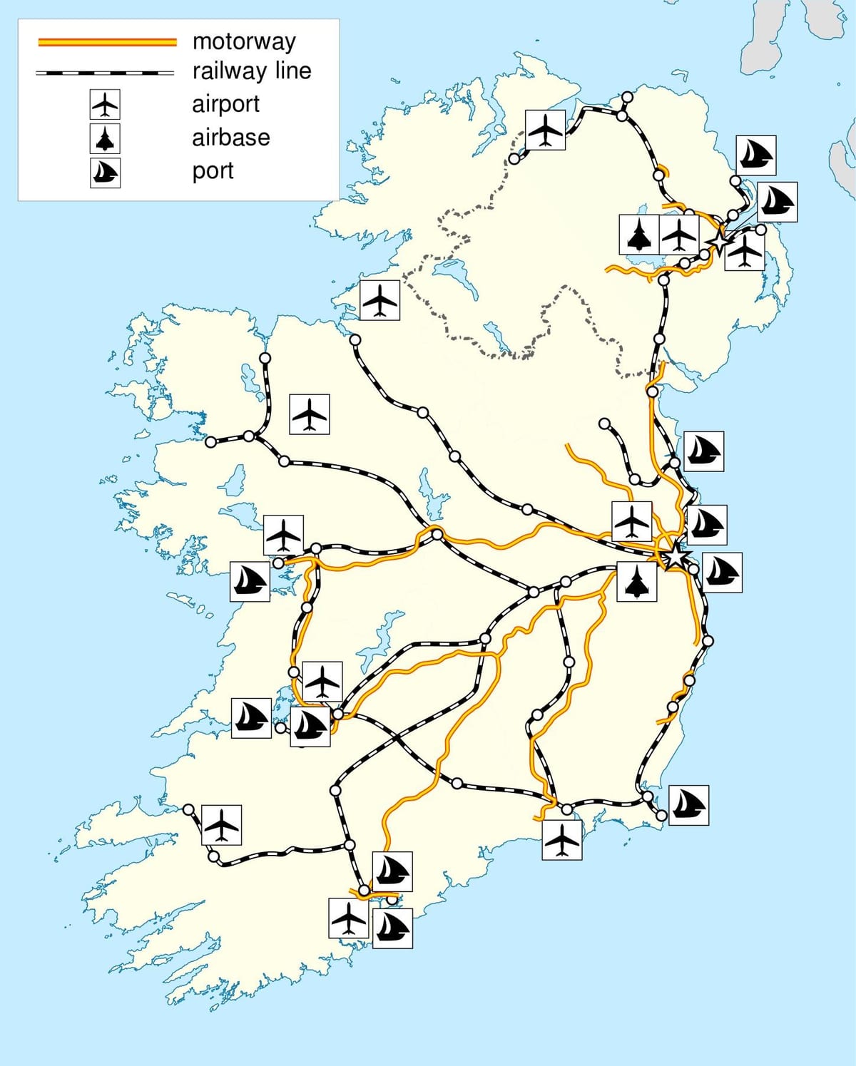 ਨਕਸ਼ਾ ireland ਦੇ ਆਵਾਜਾਈ
