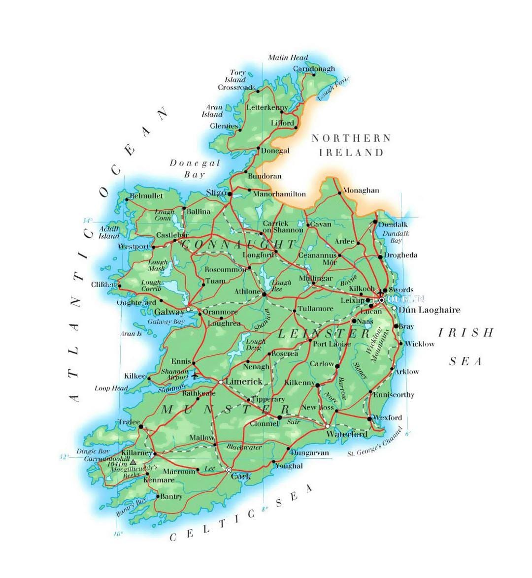 ਨਕਸ਼ਾ ਦੇ ireland ਉਚਾਈ