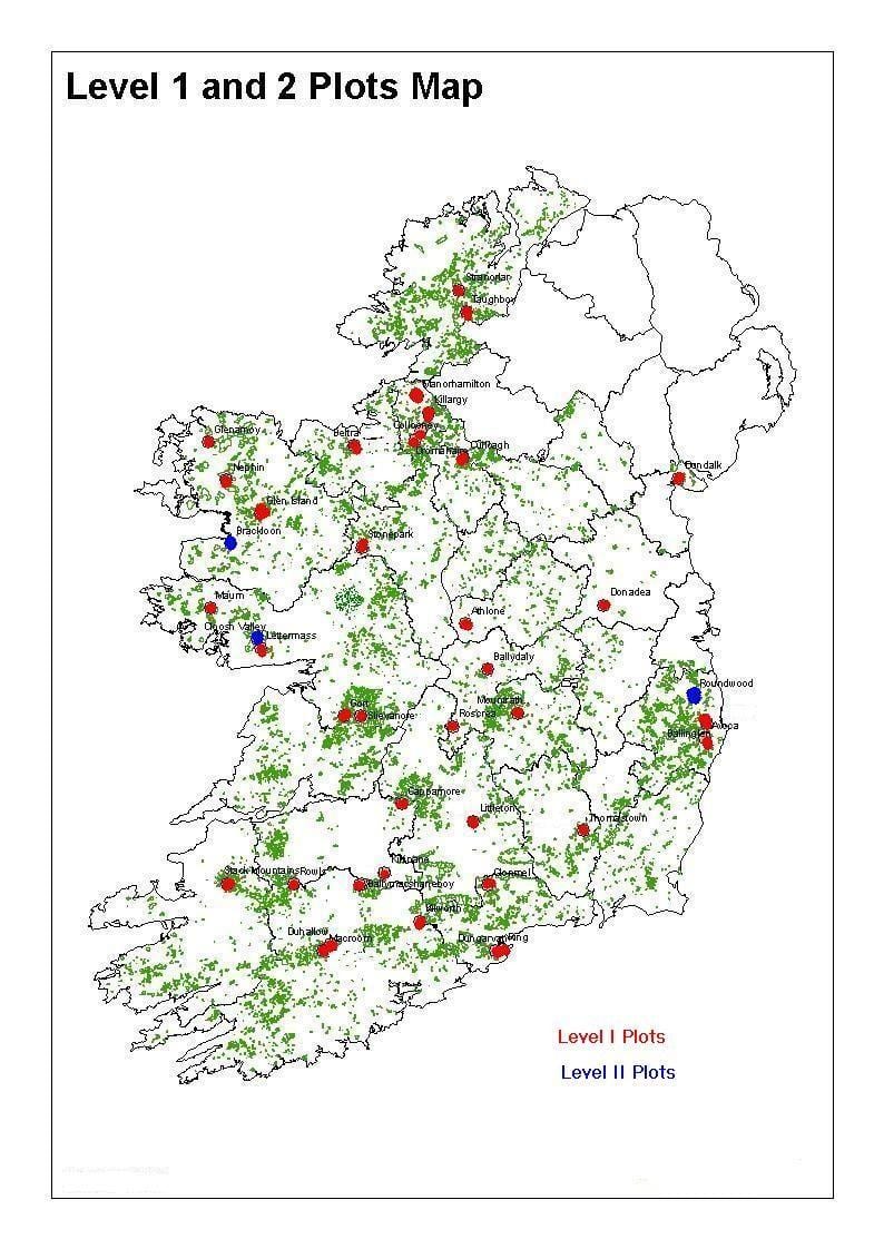 ਨਕਸ਼ਾ ireland ਦੇ ਜੰਗਲਾਤ