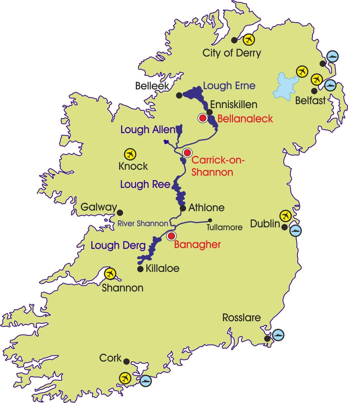 ਨਕਸ਼ਾ ireland ਦੇ ਦਰਿਆ ਅਤੇ ਪਹਾੜ