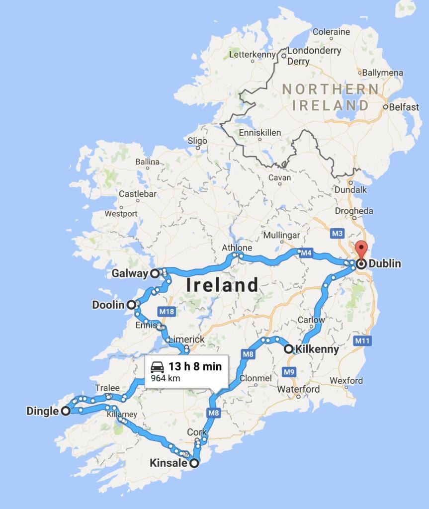 ਨਕਸ਼ਾ ਦੇ ireland ਯਾਤਰਾ ਨਿਯੋਜਕ