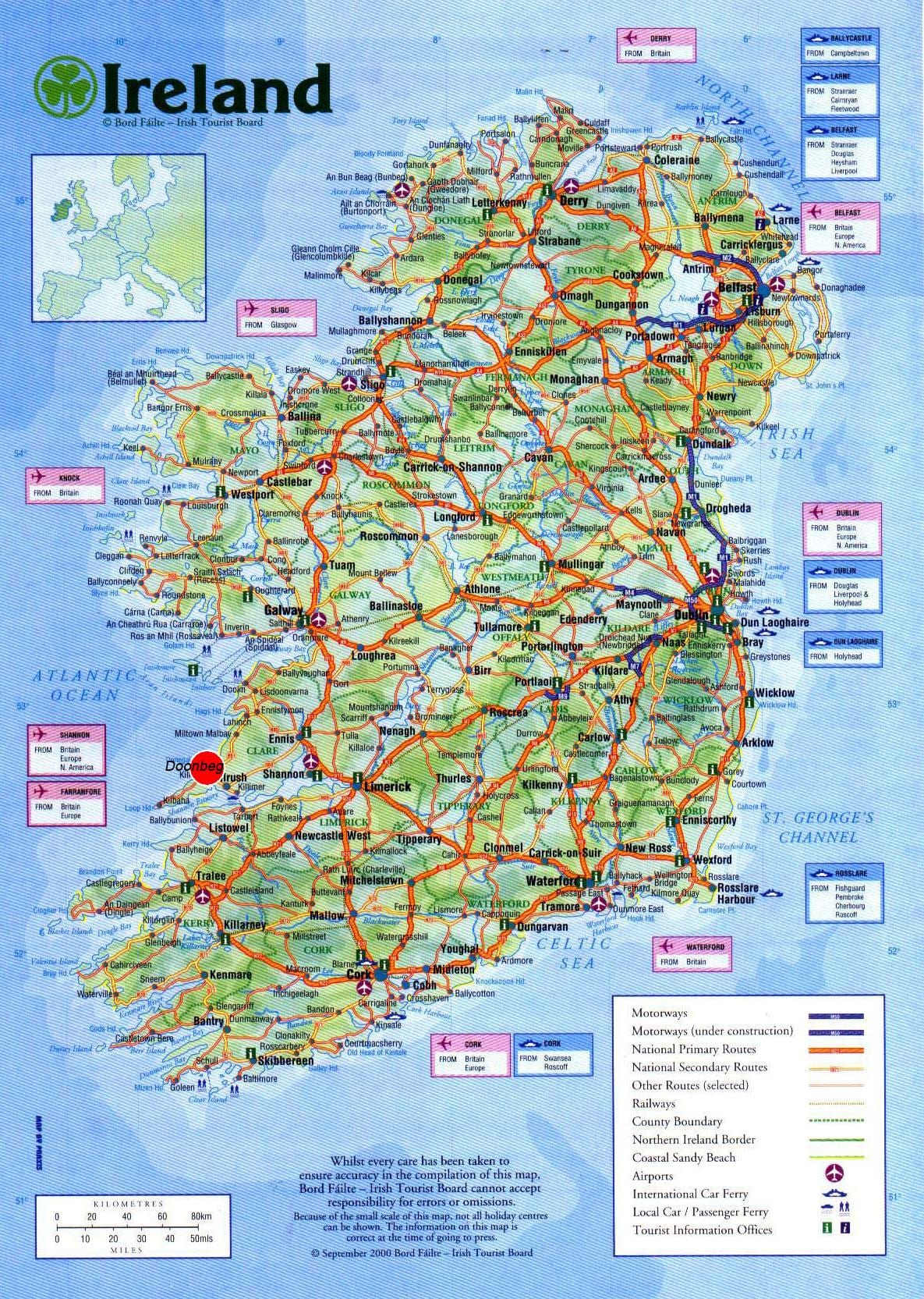 ਨਕਸ਼ਾ ਦੇ ireland ਦਿਖਾ ਯਾਤਰੀ ਆਕਰਸ਼ਣ