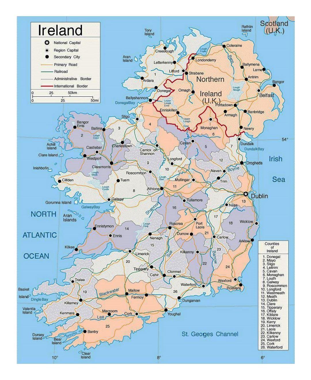ਨਕਸ਼ਾ ireland ਦੇ ਨਾਲ ਸ਼ਹਿਰ