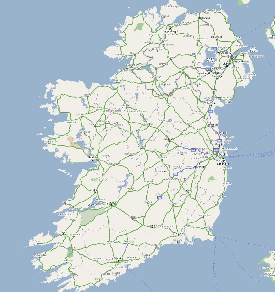 ਨਕਸ਼ਾ ਦੇ ireland ਹਾਈਵੇ