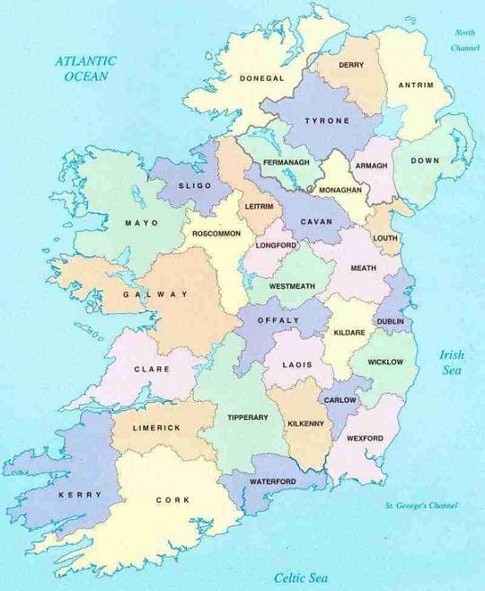 ਨਕਸ਼ਾ ਦੇ ireland b&b