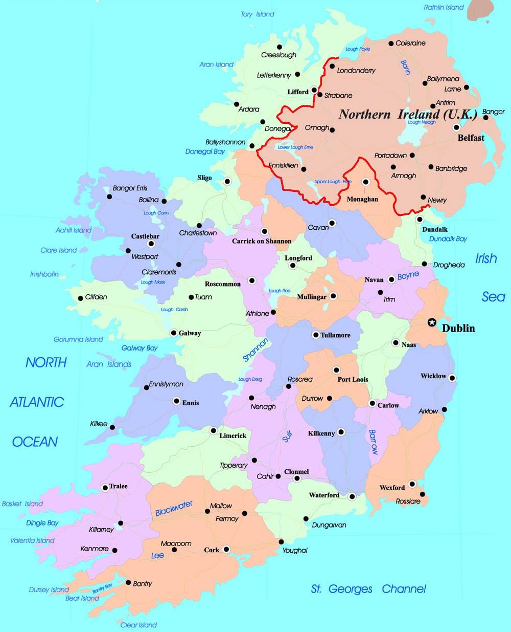 ਸਿਆਸੀ ਨਕਸ਼ਾ ਦੇ ireland ਅਤੇ ਉੱਤਰੀ ਆਇਰਲਡ