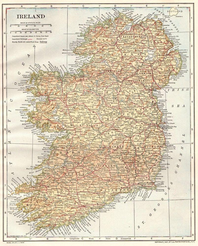 ireland ਪੁਰਾਣਾ ਨਕਸ਼ਾ