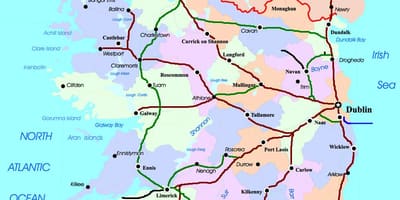 ਨਕਸ਼ਾ ਦੇ ਰੇਲ ਗੱਡੀ ਦੇ ਰਸਤੇ ਵਿਚ ireland