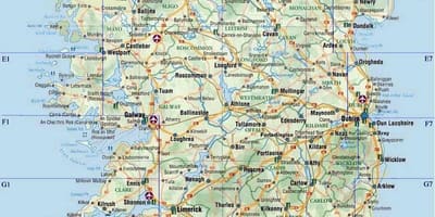ਸੜਕ ਦਾ ਨਕਸ਼ਾ, ireland ਦੇ ਨਾਲ ਕਸਬੇ