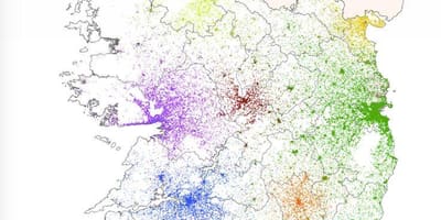 Ireland ਆਬਾਦੀ ਦੀ ਘਣਤਾ ਦਾ ਨਕਸ਼ਾ