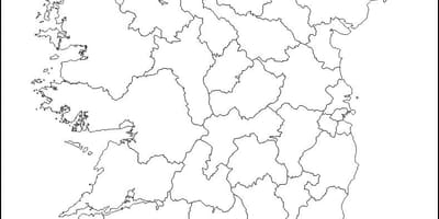 ਖਾਲੀ ਨਕਸ਼ਾ ireland ਦੇ ਨਾਲ county ਬਾਰਡਰ