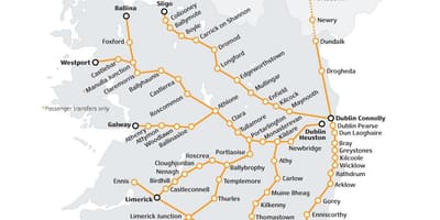 ਰੇਲ ਗੱਡੀ ਵਿਚ ਸਫਰ ireland ਨਕਸ਼ਾ